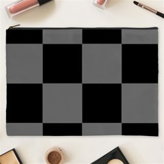 Black Gingham Check Pattern Cosmetic Bag (xxxl) by yoursparklingshop