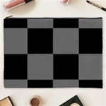 Black Gingham Check Pattern Cosmetic Bag (XXXL) Front