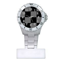 Black Gingham Check Pattern Plastic Nurses Watch by yoursparklingshop