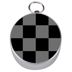 Black Gingham Check Pattern Silver Compasses by yoursparklingshop