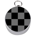 Black Gingham Check Pattern Silver Compasses Front