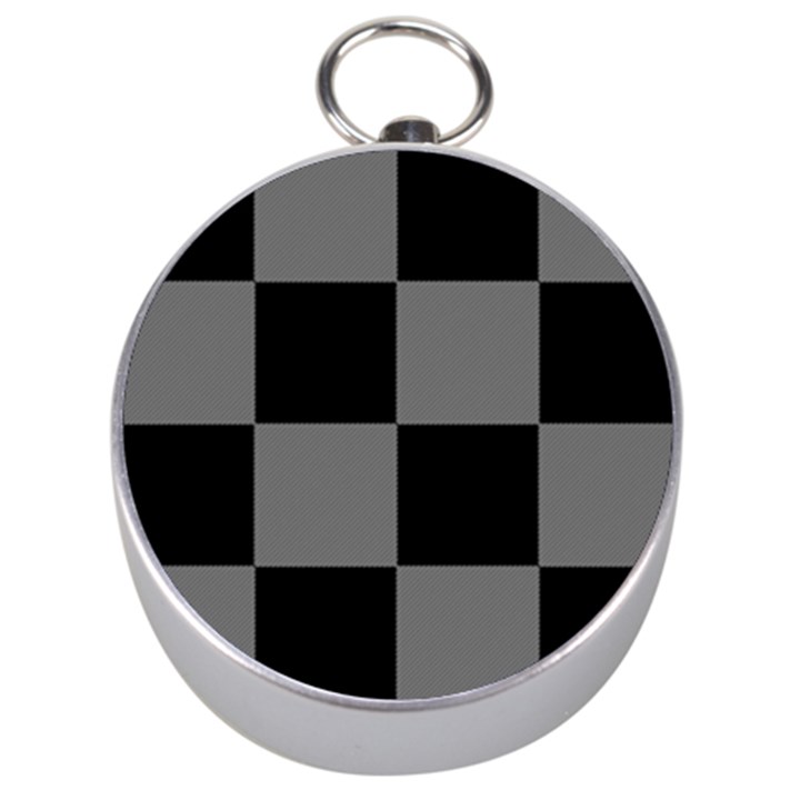 Black Gingham Check Pattern Silver Compasses