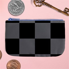 Black Gingham Check Pattern Large Coin Purse by yoursparklingshop