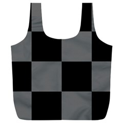 Black Gingham Check Pattern Full Print Recycle Bag (xxl) by yoursparklingshop