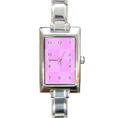 Pink Gingham Check Squares Rectangle Italian Charm Watch by yoursparklingshop