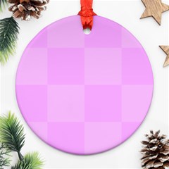 Pink Gingham Check Squares Ornament (round) by yoursparklingshop