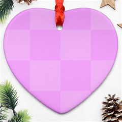 Pink Gingham Check Squares Ornament (heart) by yoursparklingshop