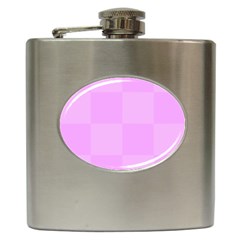 Pink Gingham Check Squares Hip Flask (6 Oz) by yoursparklingshop