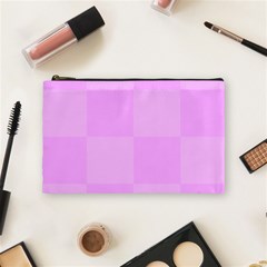 Pink Gingham Check Squares Cosmetic Bag (medium) by yoursparklingshop