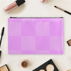 Pink Gingham Check Squares Cosmetic Bag (large) by yoursparklingshop