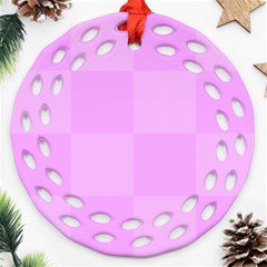 Pink Gingham Check Squares Ornament (round Filigree)