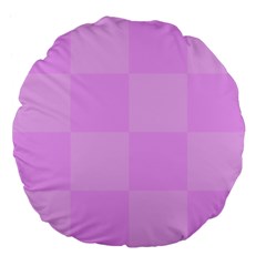 Pink Gingham Check Squares Large 18  Premium Flano Round Cushions by yoursparklingshop