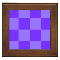 Purple Gingham Check Squares Pattern Framed Tile by yoursparklingshop