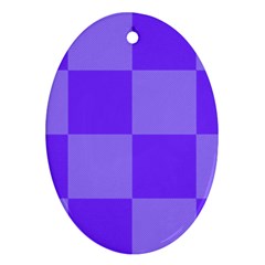 Purple Gingham Check Squares Pattern Oval Ornament (two Sides)