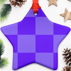 Purple Gingham Check Squares Pattern Star Ornament (two Sides)