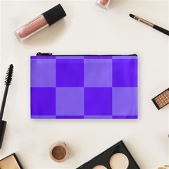 Purple Gingham Check Squares Pattern Cosmetic Bag (small) by yoursparklingshop