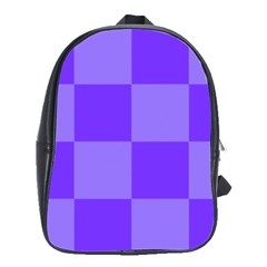 Purple Gingham Check Squares Pattern School Bag (large) by yoursparklingshop