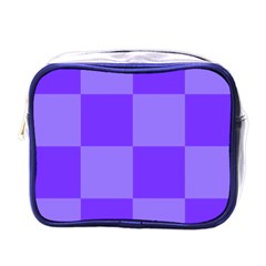 Purple Gingham Check Squares Pattern Mini Toiletries Bag (one Side) by yoursparklingshop