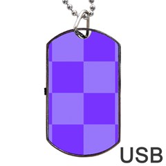 Purple Gingham Check Squares Pattern Dog Tag Usb Flash (one Side) by yoursparklingshop