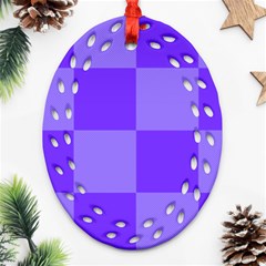 Purple Gingham Check Squares Pattern Oval Filigree Ornament (two Sides)