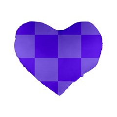 Purple Gingham Check Squares Pattern Standard 16  Premium Heart Shape Cushions by yoursparklingshop