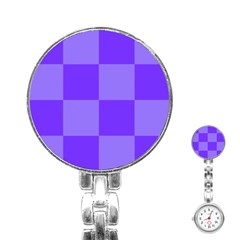 Purple Gingham Check Squares Pattern Stainless Steel Nurses Watch by yoursparklingshop