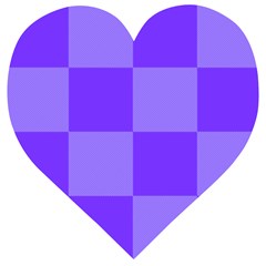 Purple Gingham Check Squares Pattern Wooden Puzzle Heart by yoursparklingshop