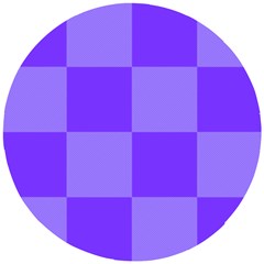 Purple Gingham Check Squares Pattern Wooden Puzzle Round by yoursparklingshop