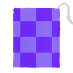 Purple Gingham Check Squares Pattern Drawstring Pouch (5XL) Front