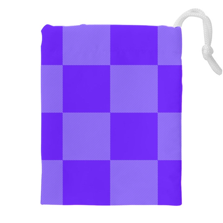 Purple Gingham Check Squares Pattern Drawstring Pouch (5XL)