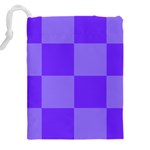 Purple Gingham Check Squares Pattern Drawstring Pouch (5XL) Back