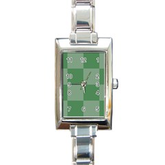 Green Gingham Check Squares Pattern Rectangle Italian Charm Watch by yoursparklingshop