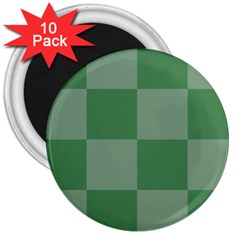 Green Gingham Check Squares Pattern 3  Magnets (10 Pack)  by yoursparklingshop