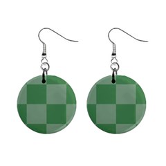 Green Gingham Check Squares Pattern Mini Button Earrings by yoursparklingshop