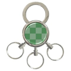 Green Gingham Check Squares Pattern 3-ring Key Chain by yoursparklingshop