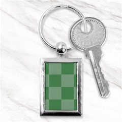 Green Gingham Check Squares Pattern Key Chain (rectangle) by yoursparklingshop