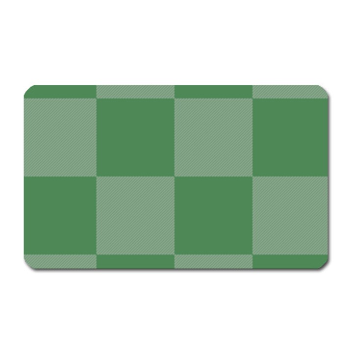 Green Gingham Check Squares Pattern Magnet (Rectangular)