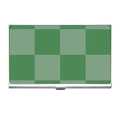 Green Gingham Check Squares Pattern Business Card Holder by yoursparklingshop