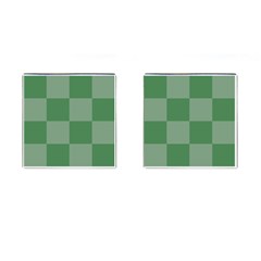 Green Gingham Check Squares Pattern Cufflinks (square) by yoursparklingshop