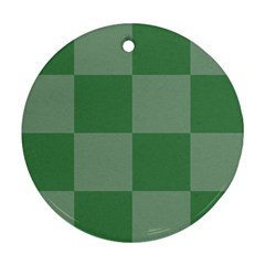 Green Gingham Check Squares Pattern Round Ornament (two Sides) by yoursparklingshop