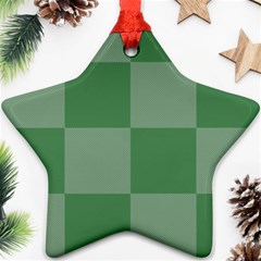 Green Gingham Check Squares Pattern Star Ornament (two Sides)