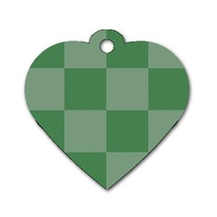 Green Gingham Check Squares Pattern Dog Tag Heart (one Side) by yoursparklingshop