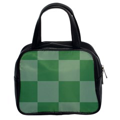 Green Gingham Check Squares Pattern Classic Handbag (two Sides) by yoursparklingshop