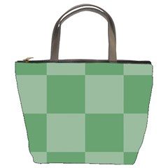 Green Gingham Check Squares Pattern Bucket Bag by yoursparklingshop