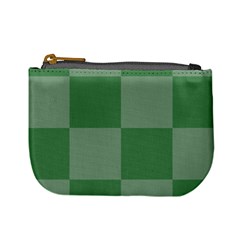 Green Gingham Check Squares Pattern Mini Coin Purse by yoursparklingshop