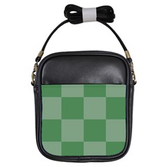 Green Gingham Check Squares Pattern Girls Sling Bag by yoursparklingshop