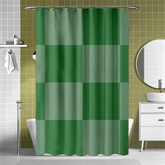 Green Gingham Check Squares Pattern Shower Curtain 48  X 72  (small)  by yoursparklingshop