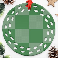 Green Gingham Check Squares Pattern Ornament (round Filigree)