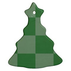 Green Gingham Check Squares Pattern Ornament (christmas Tree)  by yoursparklingshop