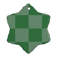 Green Gingham Check Squares Pattern Snowflake Ornament (two Sides) by yoursparklingshop